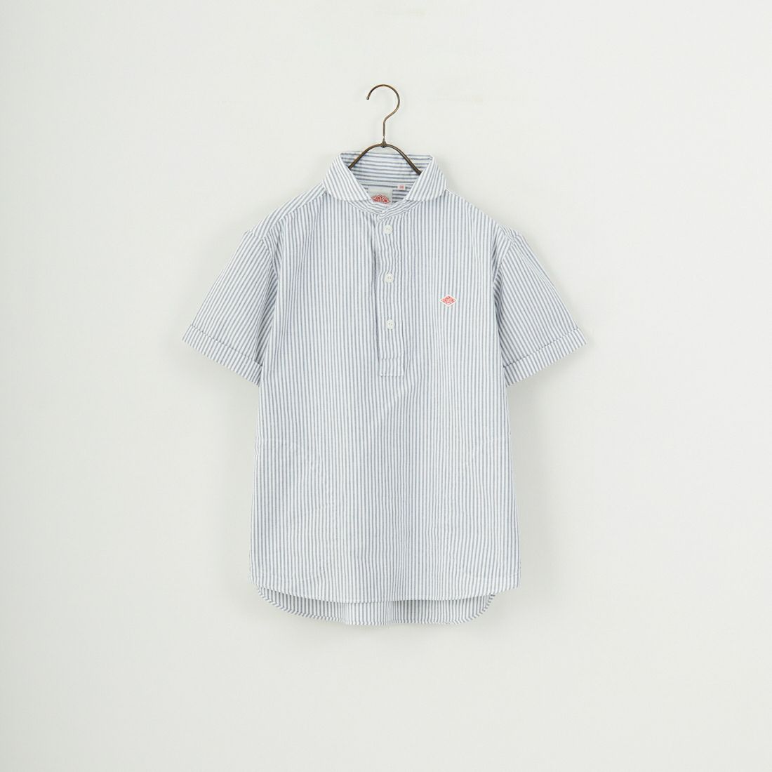 DANTON [ダントン] ラウンドカラー チェックプルオーバーシャツ [DT-B0284OXP] NVY/WHT ST