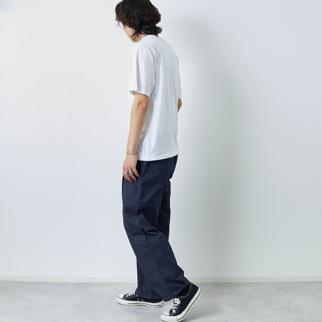 DANTON [ダントン] ソリッドインナーTシャツ [DT-C0196CVT] WHITE &&モデル身長：179cm 着用サイズ：L&&