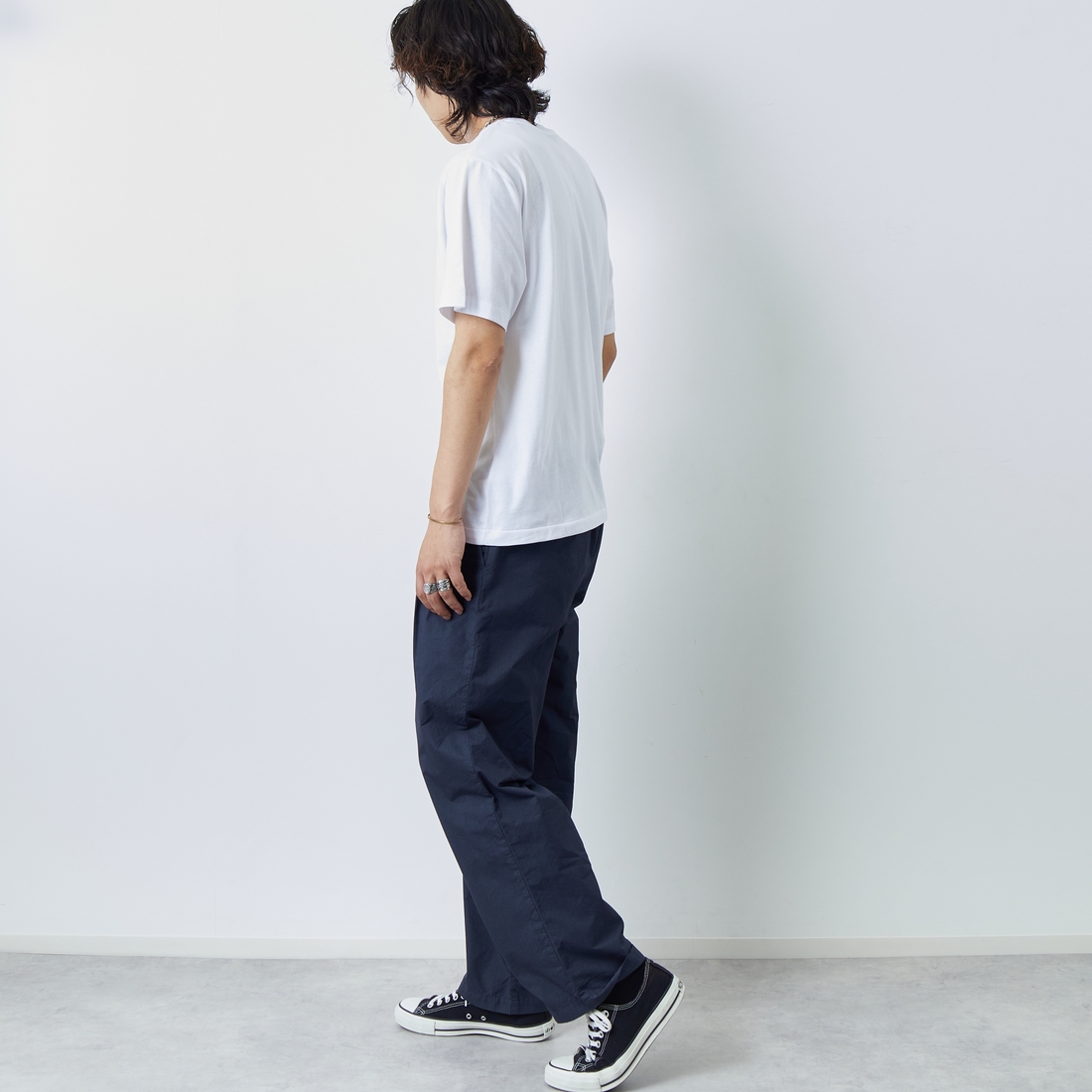 DANTON [ダントン] ソリッドインナーTシャツ [DT-C0196CVT] WHITE &&モデル身長：179cm 着用サイズ：L&&