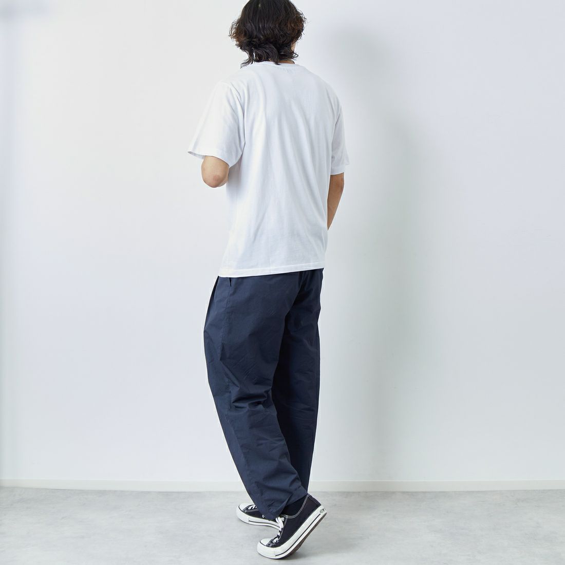 DANTON [ダントン] ソリッドインナーTシャツ [DT-C0196CVT] WHITE &&モデル身長：179cm 着用サイズ：L&&