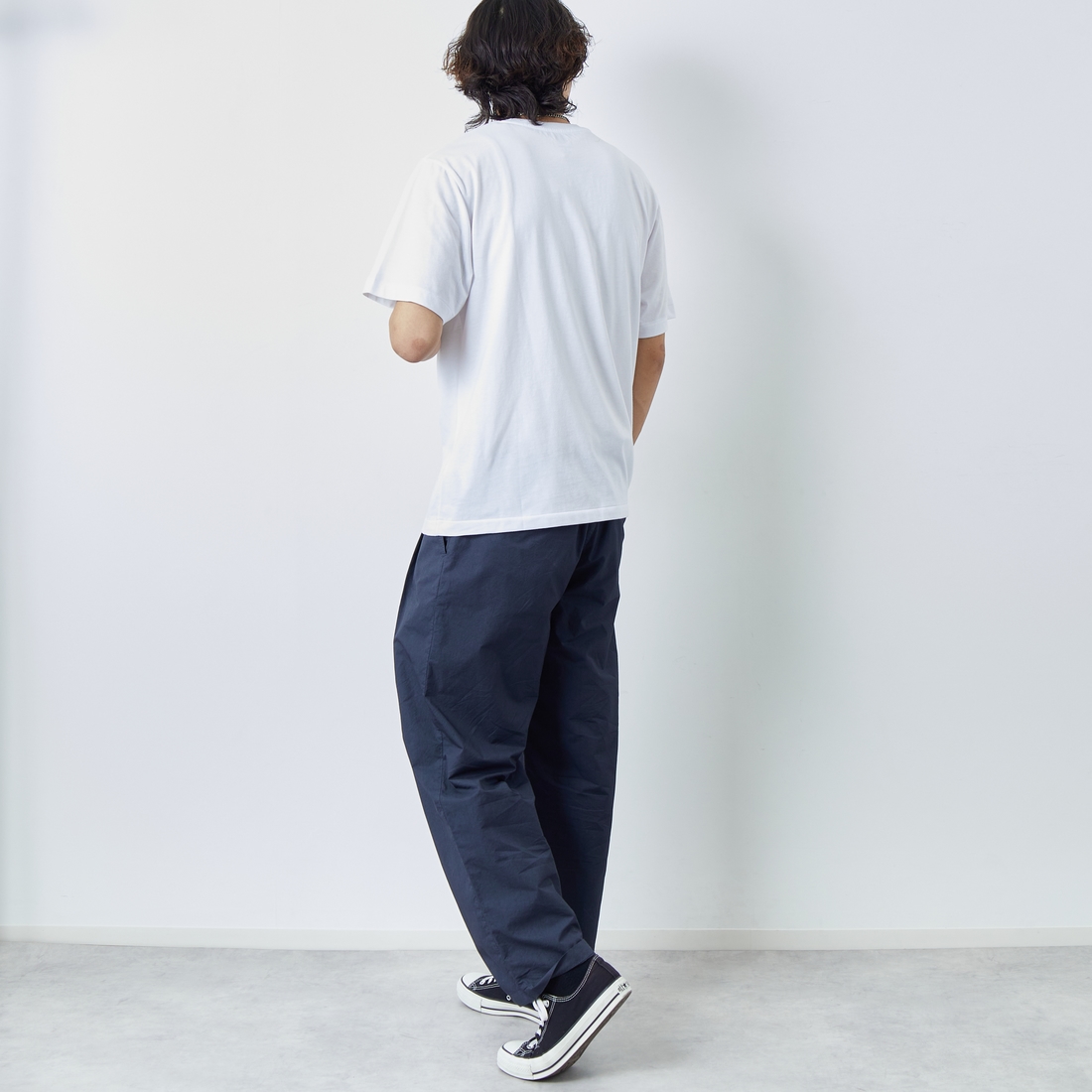 DANTON [ダントン] ソリッドインナーTシャツ [DT-C0196CVT] WHITE &&モデル身長：179cm 着用サイズ：L&&