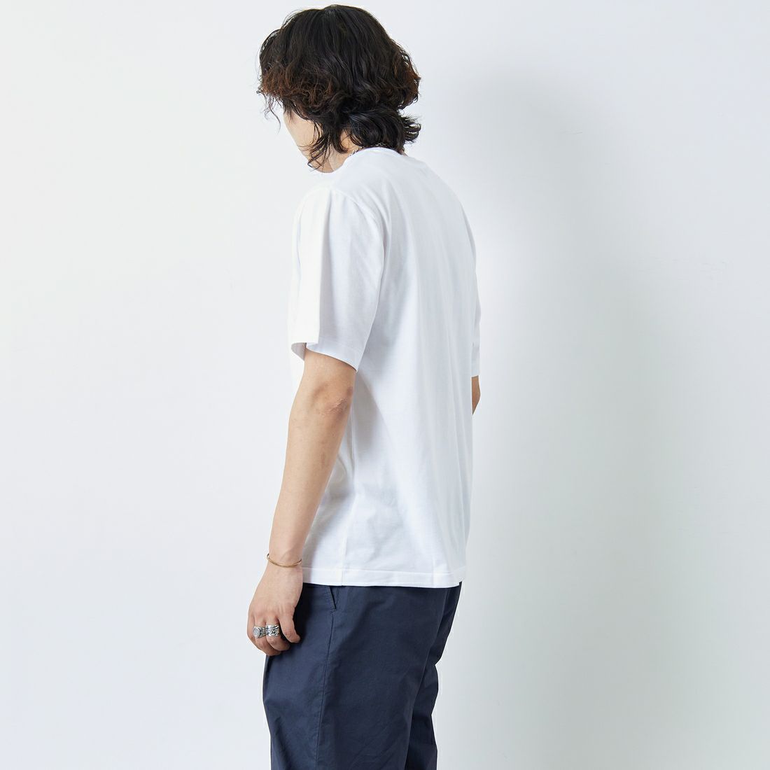 DANTON [ダントン] ソリッドインナーTシャツ [DT-C0196CVT] WHITE &&モデル身長：179cm 着用サイズ：L&&