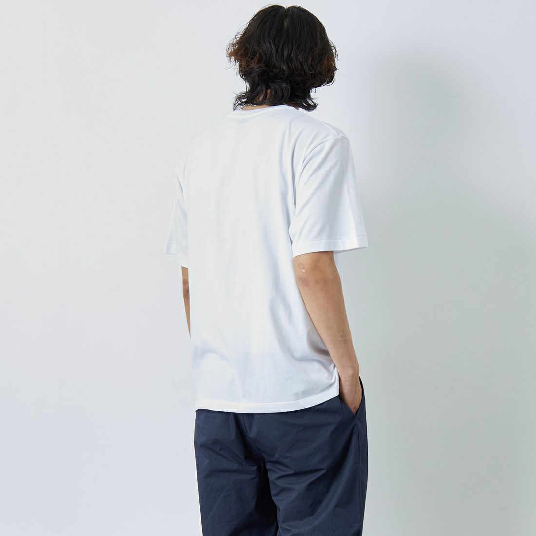DANTON [ダントン] ソリッドインナーTシャツ [DT-C0196CVT] WHITE &&モデル身長：179cm 着用サイズ：L&&