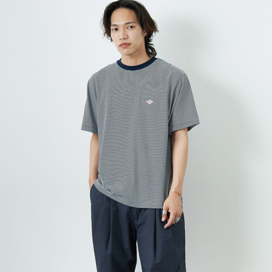 NAVY/WHITE&&モデル身長：179cm 着用サイズ：XL&&
