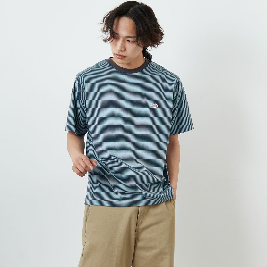 DANTON [ダントン] ボーダーインナーTシャツ [DT-C0196CVT] NAVY/BEIGE