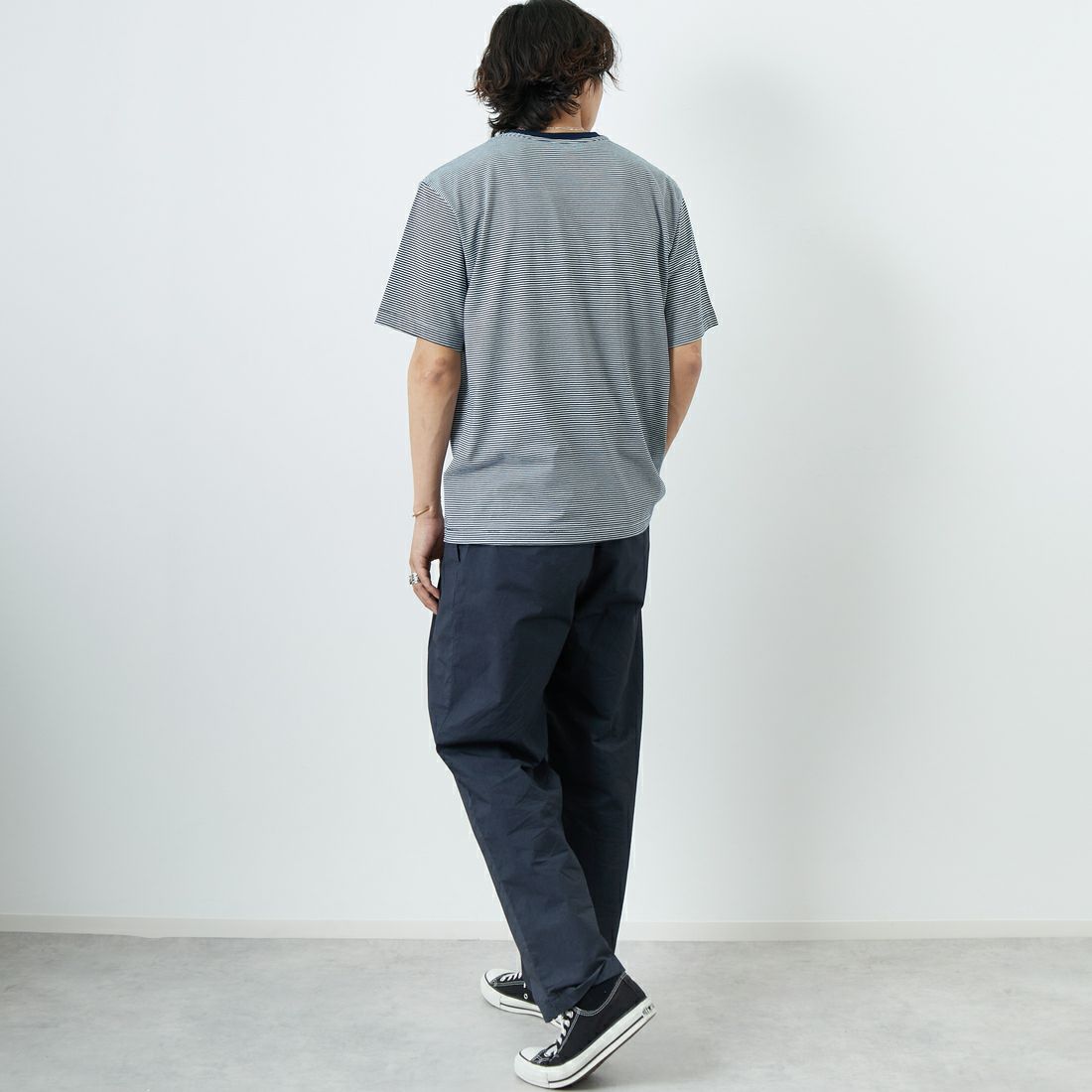 DANTON [ダントン] ボーダーインナーTシャツ [DT-C0196CVT] NAVY/WHITE &&モデル身長：179cm 着用サイズ：XL&&