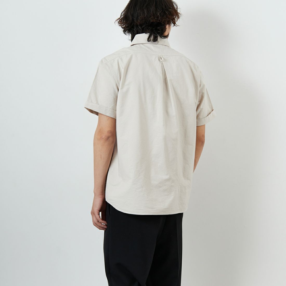 DANTON [ダントン] ラウンドカラー プルオーバーシャツ [DT-B0284SOX] OYSTER &&モデル身長：179cm 着用サイズ：42&&