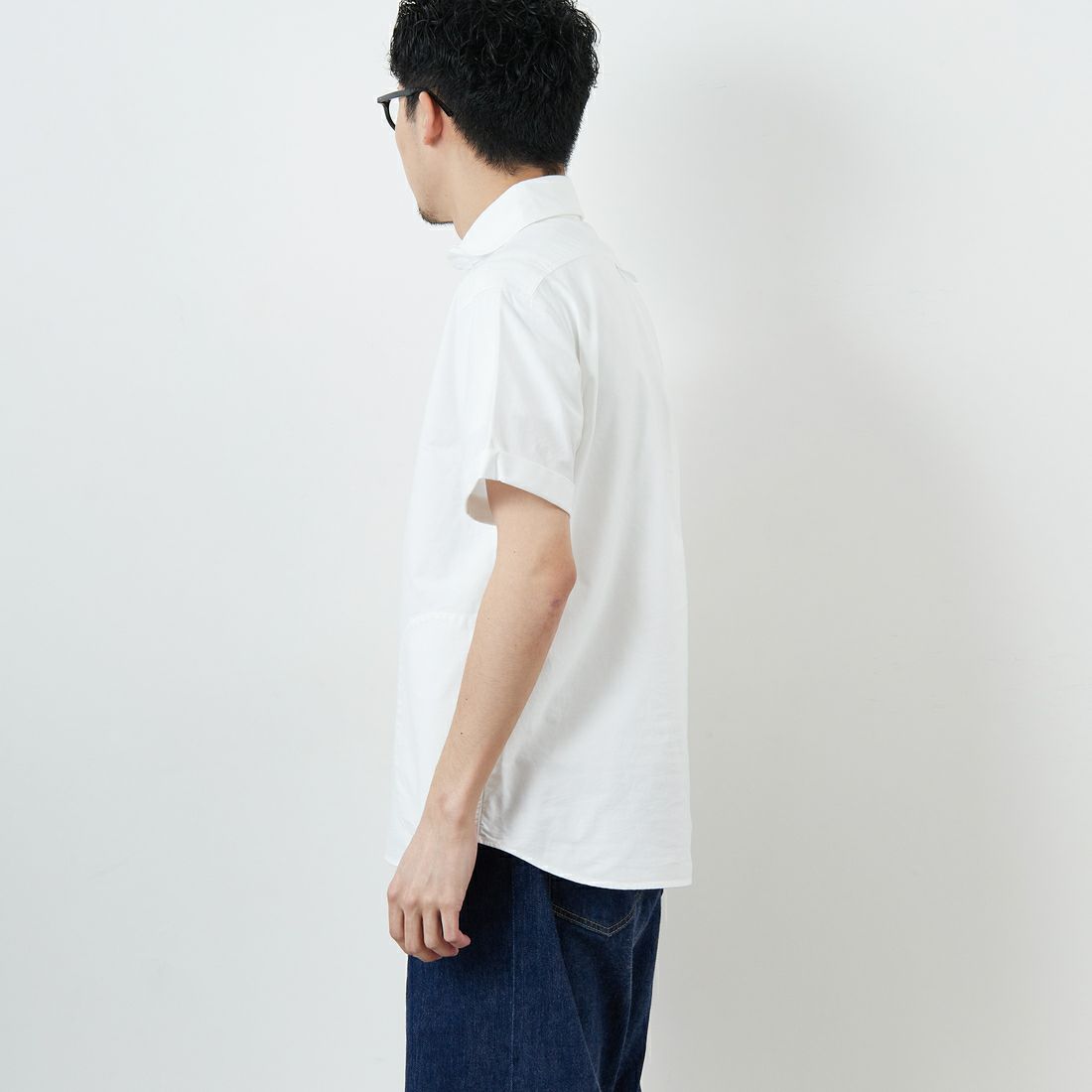 DANTON [ダントン] ラウンドカラー プルオーバーシャツ [DT-B0284SOX] WHITE &&モデル身長：168cm 着用サイズ：38&&