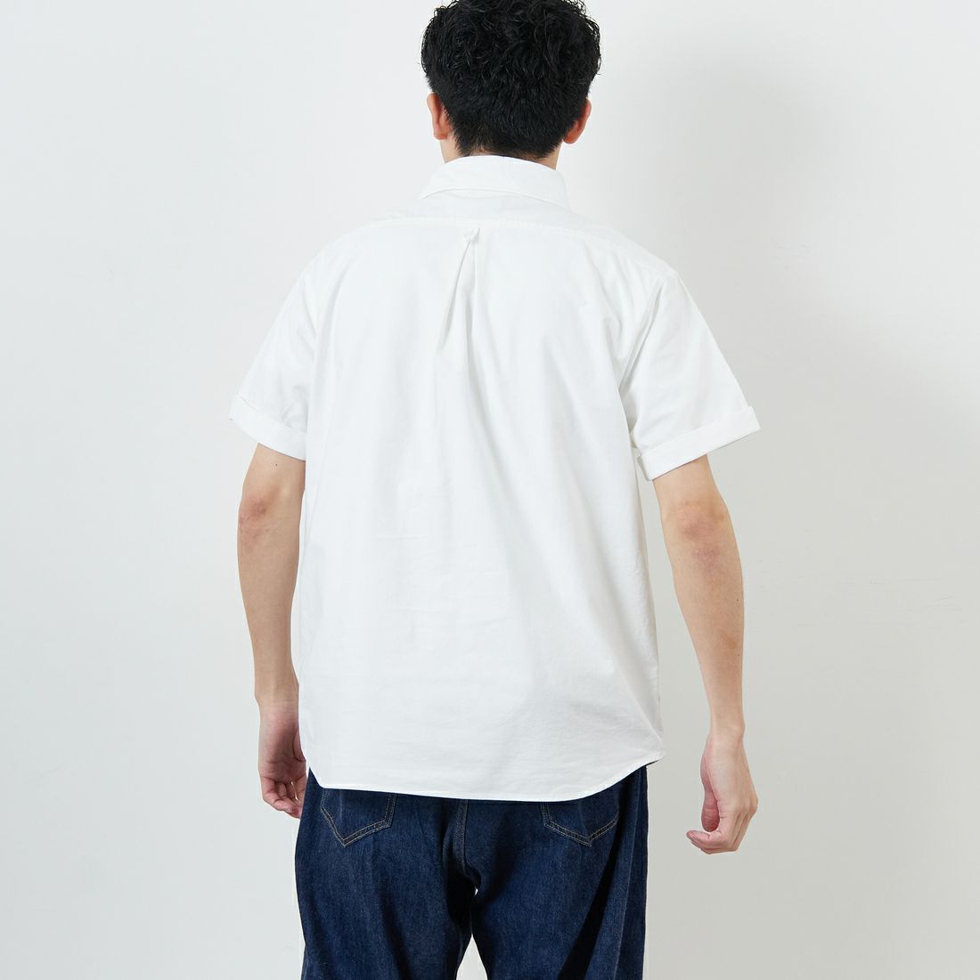 DANTON [ダントン] ラウンドカラー プルオーバーシャツ [DT-B0284SOX] WHITE &&モデル身長：168cm 着用サイズ：38&&