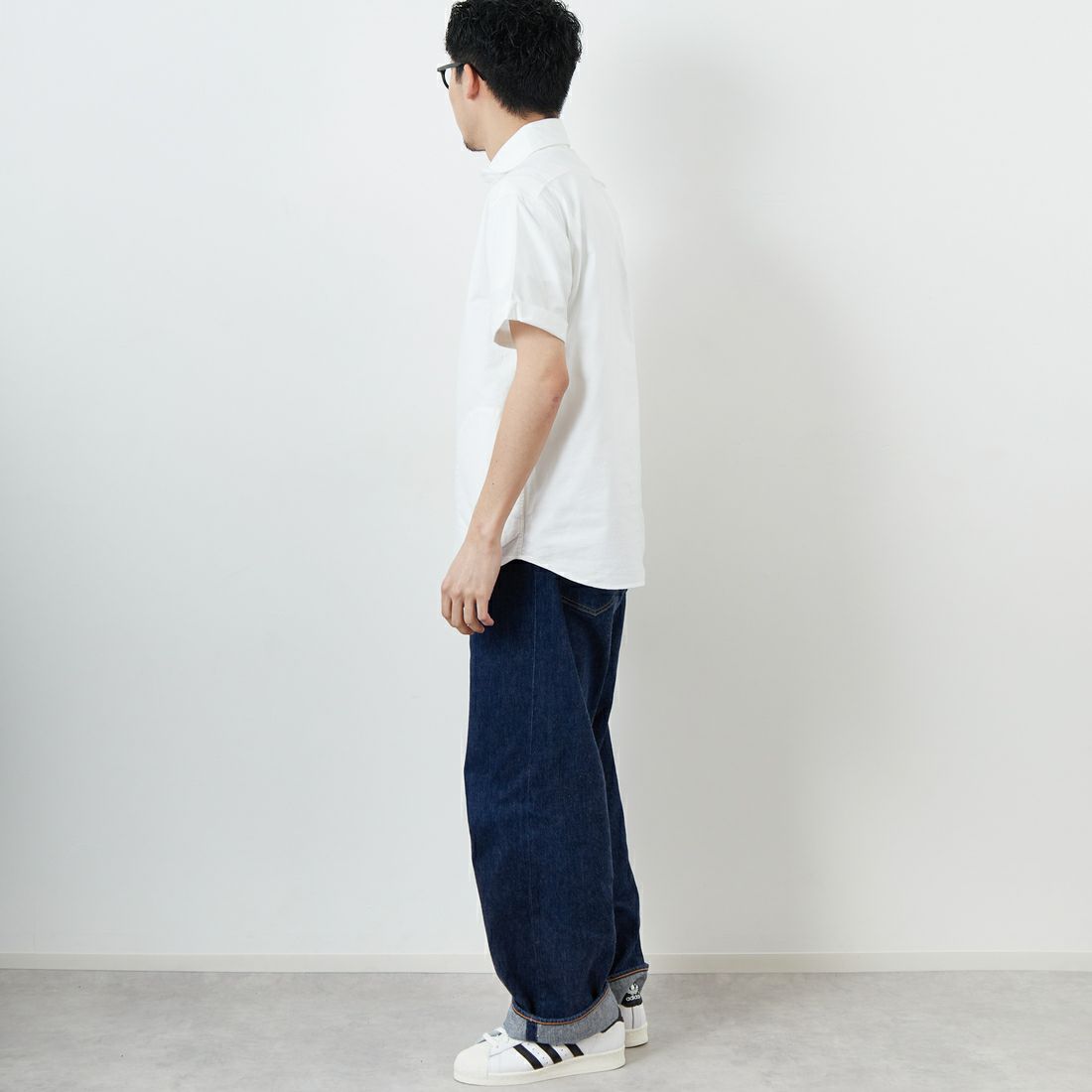 DANTON [ダントン] ラウンドカラー プルオーバーシャツ [DT-B0284SOX] WHITE &&モデル身長：168cm 着用サイズ：38&&