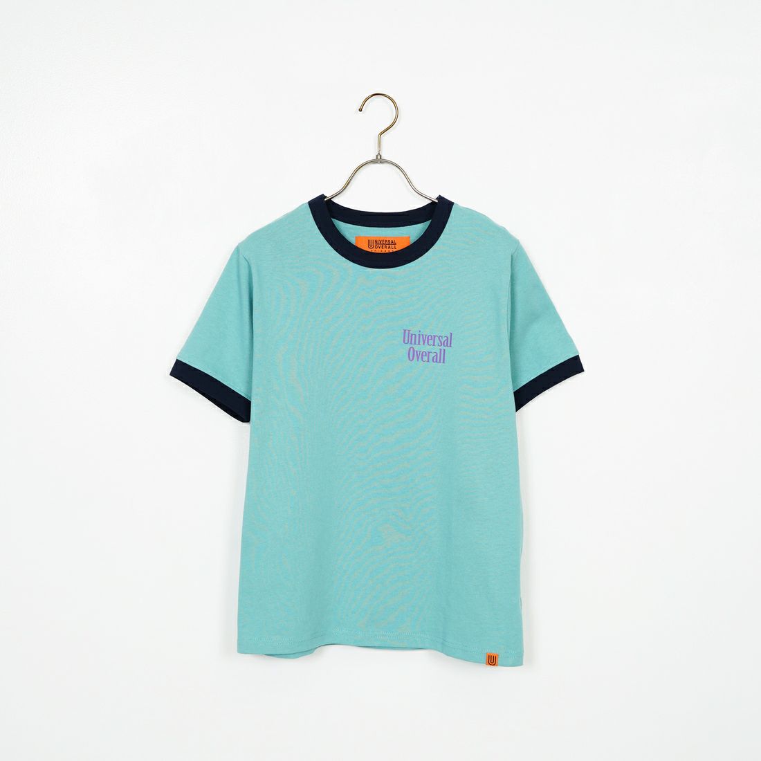 UNIVERSAL OVERALL [ユニバーサルオーバーオール] 別注 ロゴプリント リンガーTシャツ [U2513209IN-JF] T.BLUE/NVY