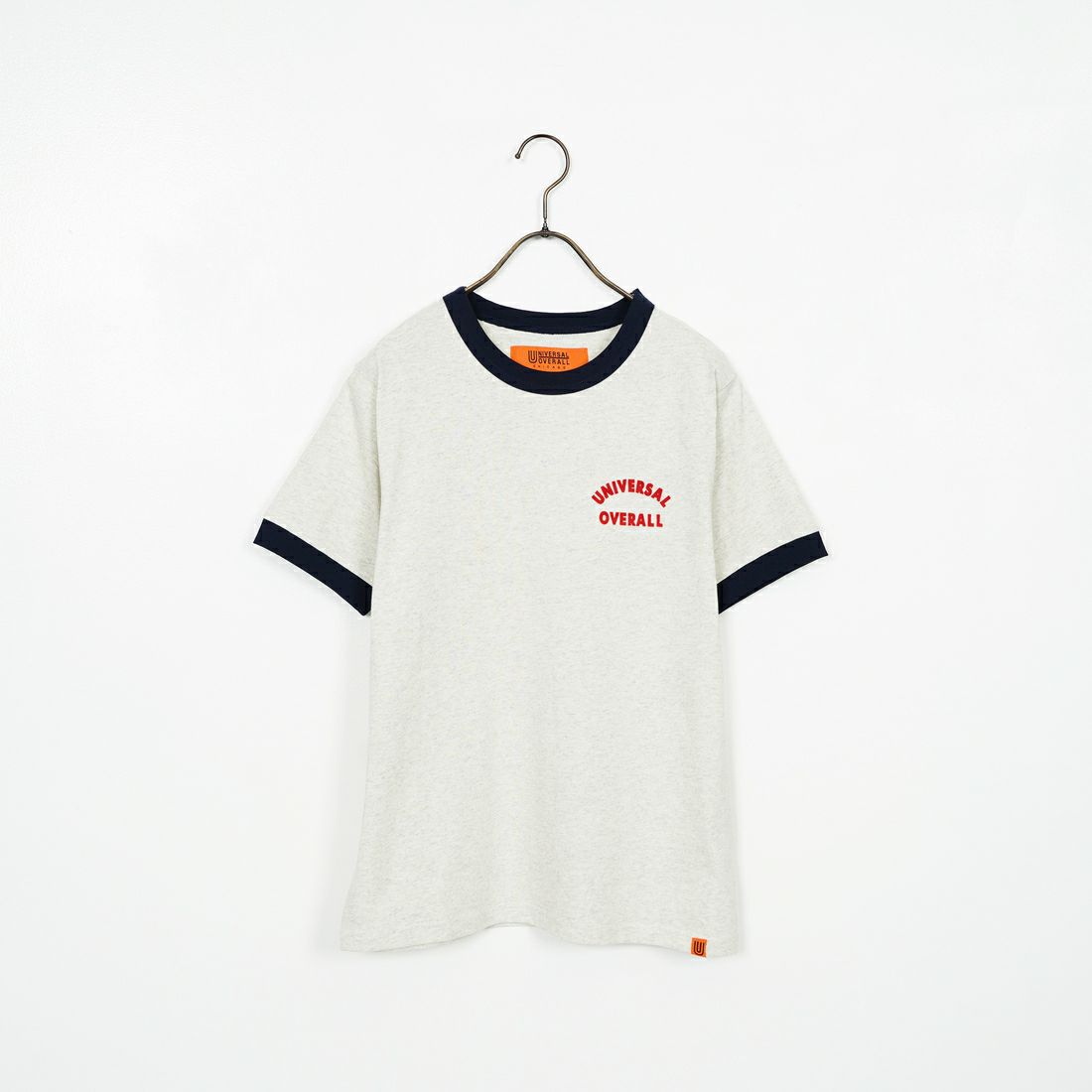 UNIVERSAL OVERALL [ユニバーサルオーバーオール] 別注 ロゴプリント リンガーTシャツ [U2513209IN-JF] OATMEAL/NV