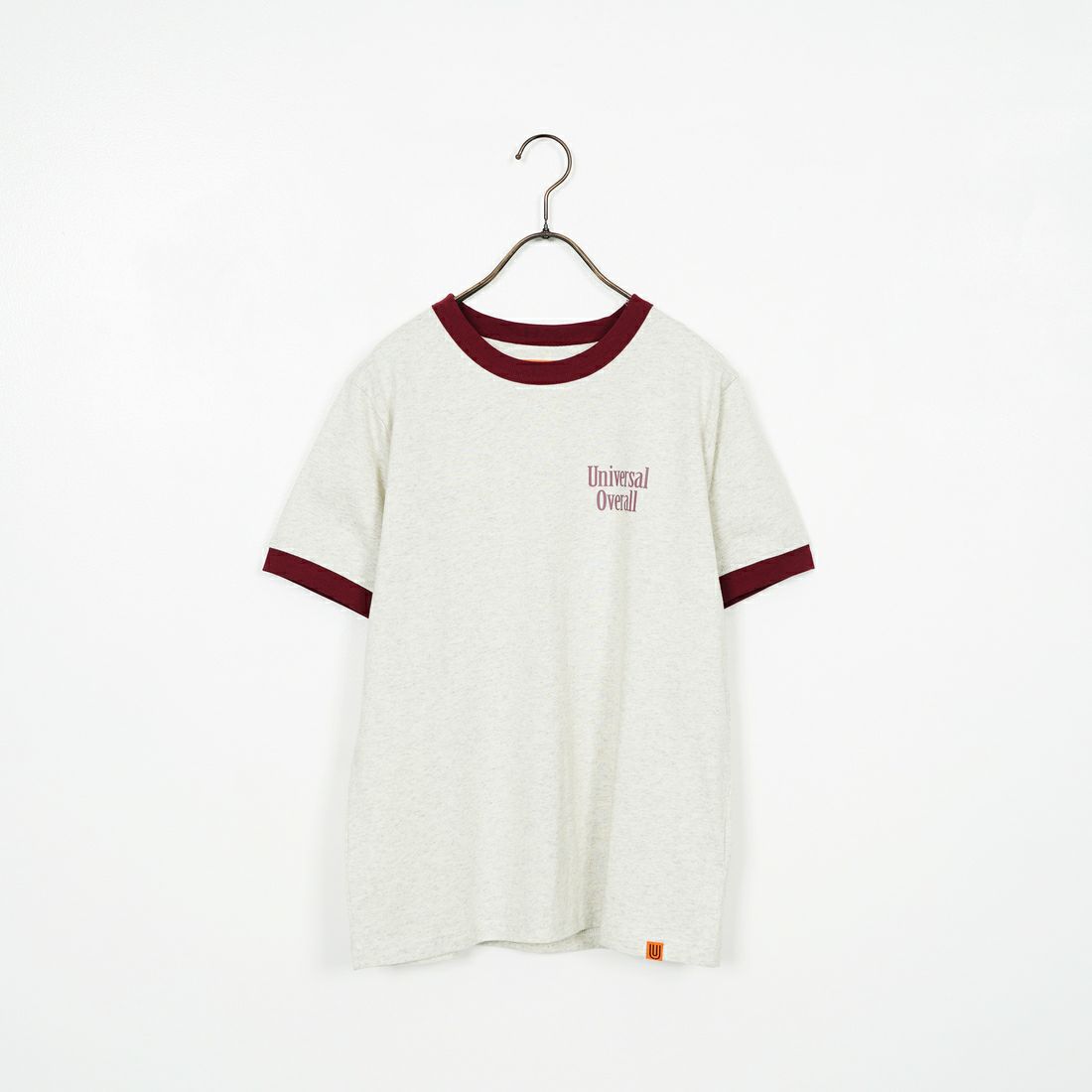 UNIVERSAL OVERALL [ユニバーサルオーバーオール] 別注 ロゴプリント リンガーTシャツ [U2513209IN-JF] OATMEAL/BU