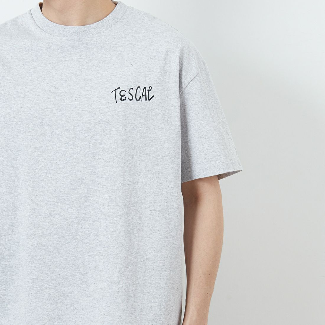 The Endless Summer [エンドレスサマー] 別注 手書き風ロゴ BUHIバックプリントTシャツ [FH-25574502-JF] 03 MIX GRA &&モデル身長：168cm 着用サイズ：L&&