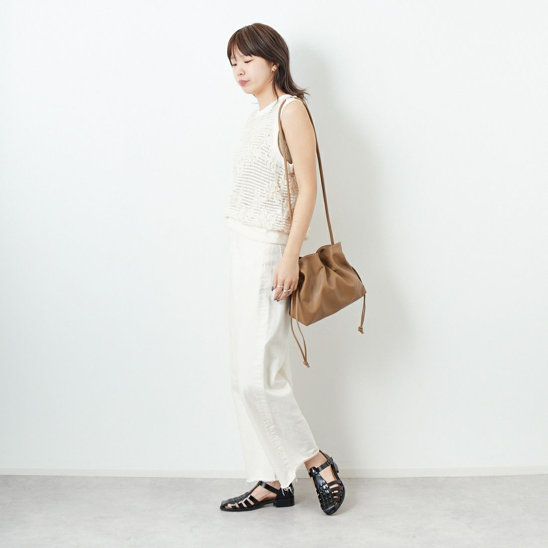 CLOCHE [クロシェ] ノースリーブフラワーメッシュトップス [51285688] ｱｲﾎﾞﾘｰ &&モデル身長：167cm 着用サイズ：2&&