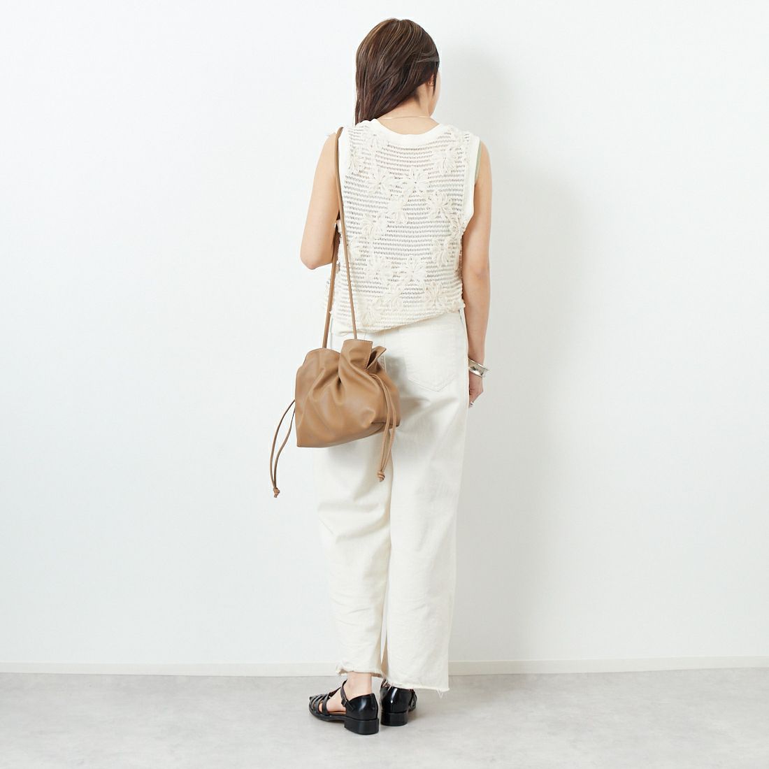 CLOCHE [クロシェ] ノースリーブフラワーメッシュトップス [51285688] ｱｲﾎﾞﾘｰ &&モデル身長：167cm 着用サイズ：2&&