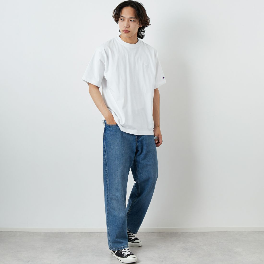 Champion [チャンピオン] ショートスリーブTシャツ [C3-V331] 010 ﾎﾜｲﾄ &&モデル身長：179cm 着用サイズ：L&&