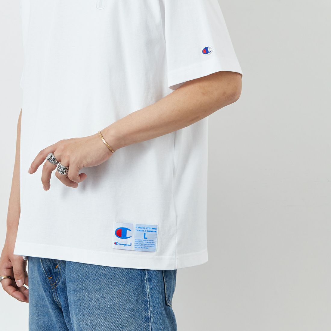 Champion [チャンピオン] ショートスリーブTシャツ [C3-V331] 010 ﾎﾜｲﾄ &&モデル身長：179cm 着用サイズ：L&&