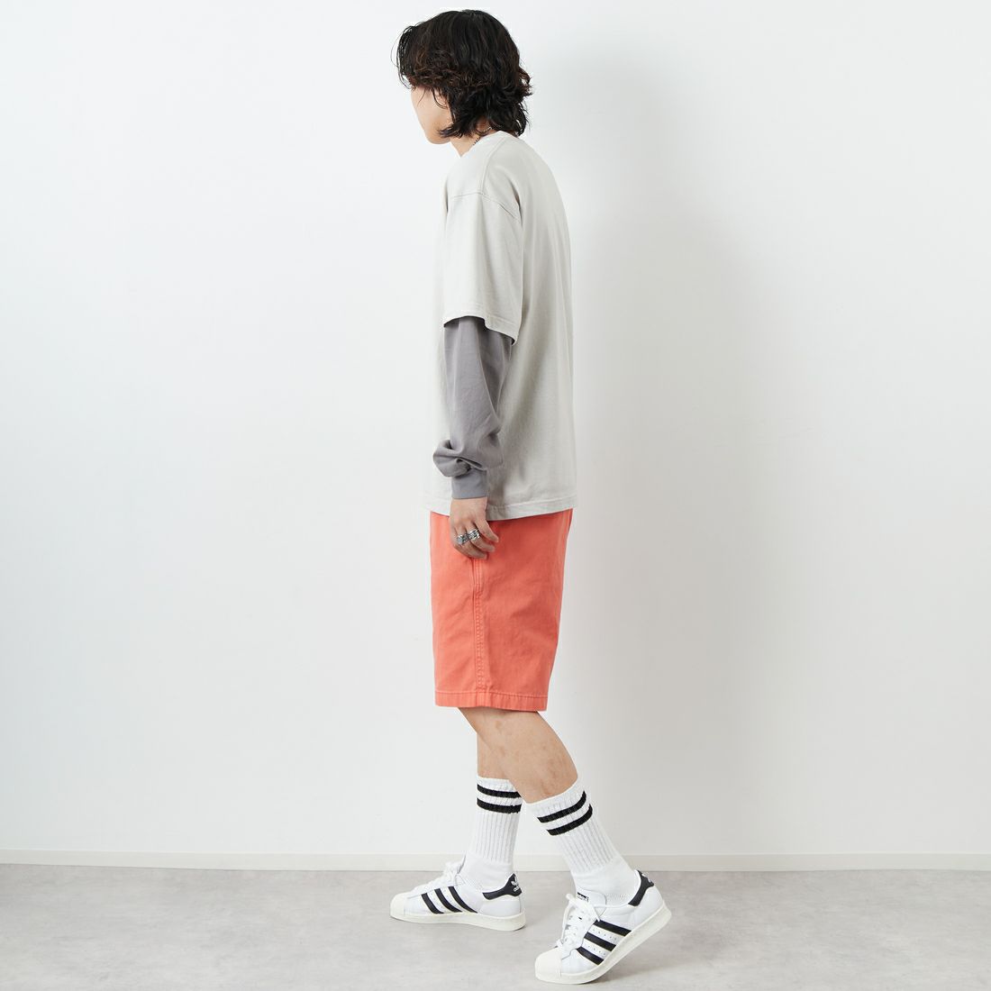 GRAMiCCi [グラミチ] Gショーツ ピグメントダイ [G4SM-P123] DEEP CORAL &&モデル身長：179cm 着用サイズ：L&&