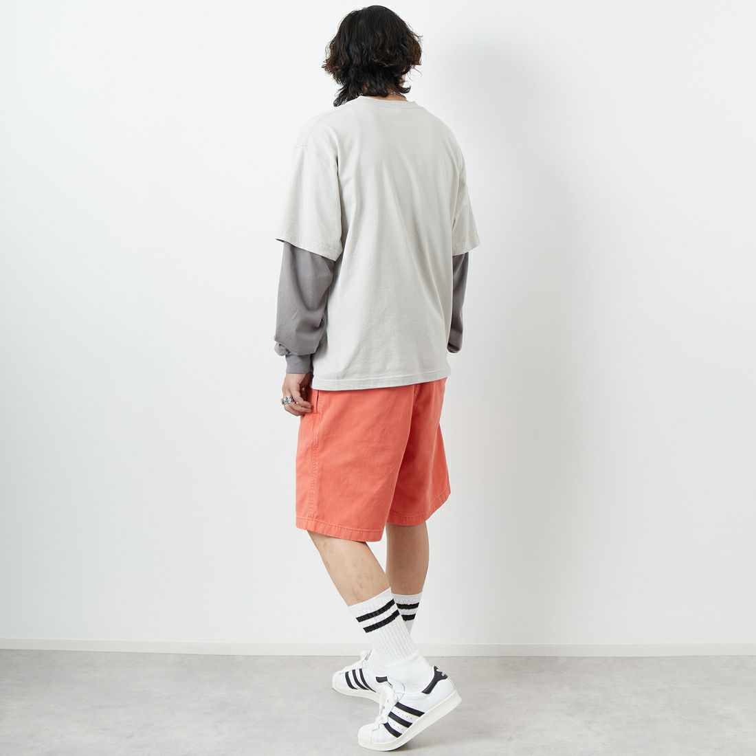 GRAMiCCi [グラミチ] Gショーツ ピグメントダイ [G4SM-P123] DEEP CORAL &&モデル身長：179cm 着用サイズ：L&&