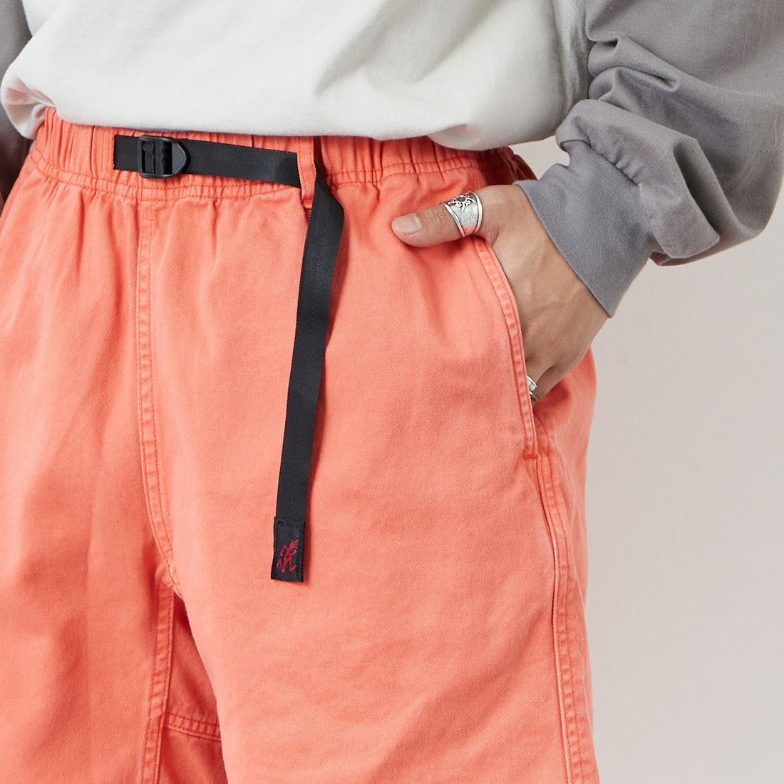GRAMiCCi [グラミチ] Gショーツ ピグメントダイ [G4SM-P123] DEEP CORAL &&モデル身長：179cm 着用サイズ：L&&