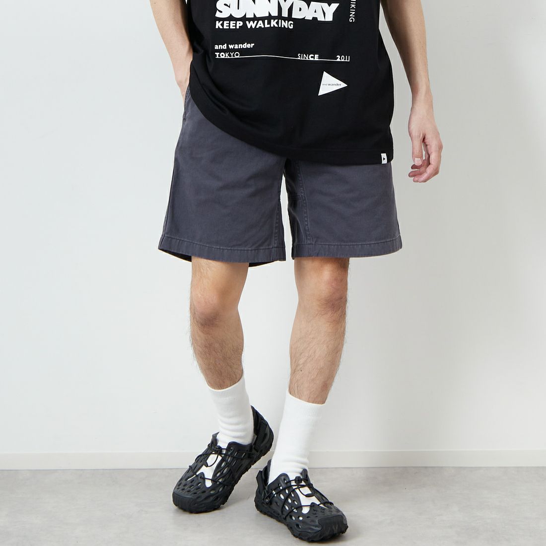 GRAMiCCi [グラミチ] Gショーツ ピグメントダイ [G4SM-P123] FOSSIL &&モデル身長：168cm 着用サイズ：M&&