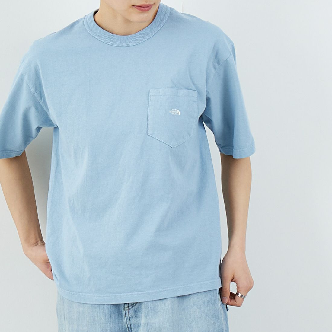 THE NORTH FACE PURPLE LABEL [ザ ノースフェイス パープルレーベル] 7オンス ポケットTシャツ [N25SI102] SX SX/OW &&モデル身長：160cm 着用サイズ：WS&&