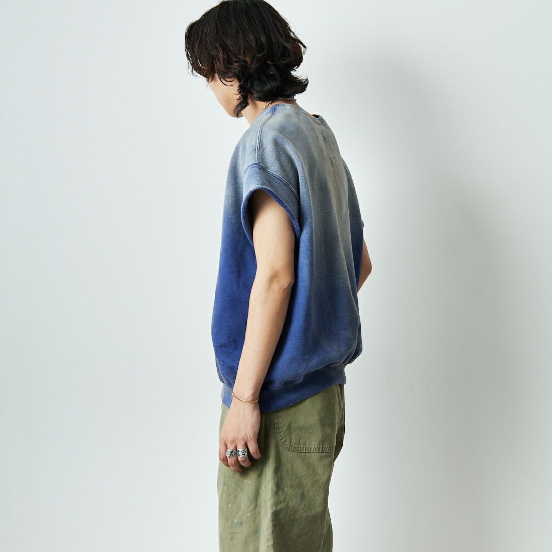 BOW WOW [バウワウ] US NAVY ショートスリーブスウェット [BW251-UNSSS] NAVY AGING &&モデル身長：179cm 着用サイズ：XL&&