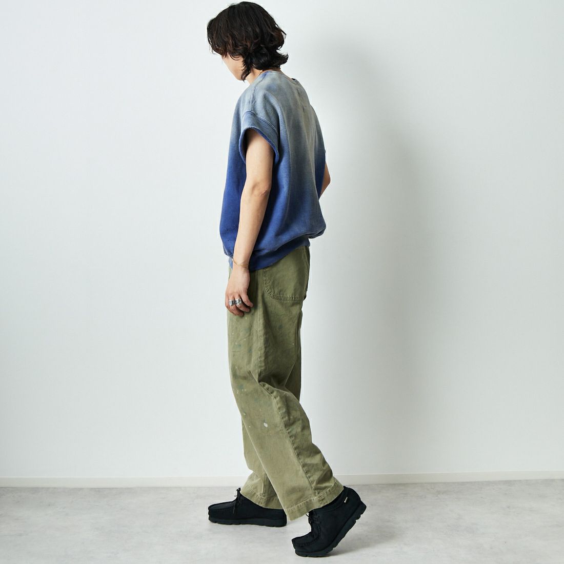 BOW WOW [バウワウ] US NAVY ショートスリーブスウェット [BW251-UNSSS] NAVY AGING &&モデル身長：179cm 着用サイズ：XL&&