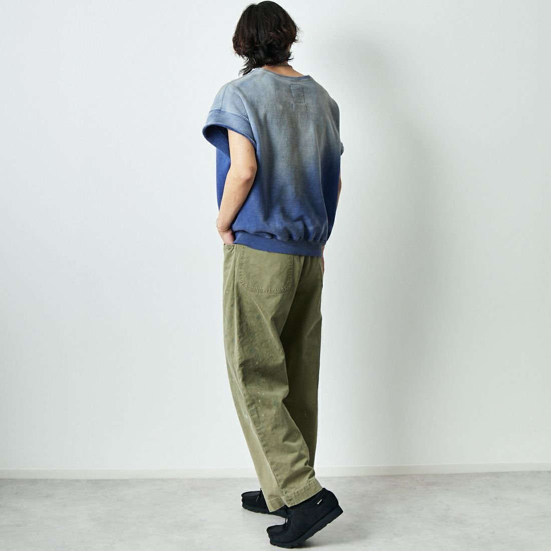 BOW WOW [バウワウ] US NAVY ショートスリーブスウェット [BW251-UNSSS] NAVY AGING &&モデル身長：179cm 着用サイズ：XL&&