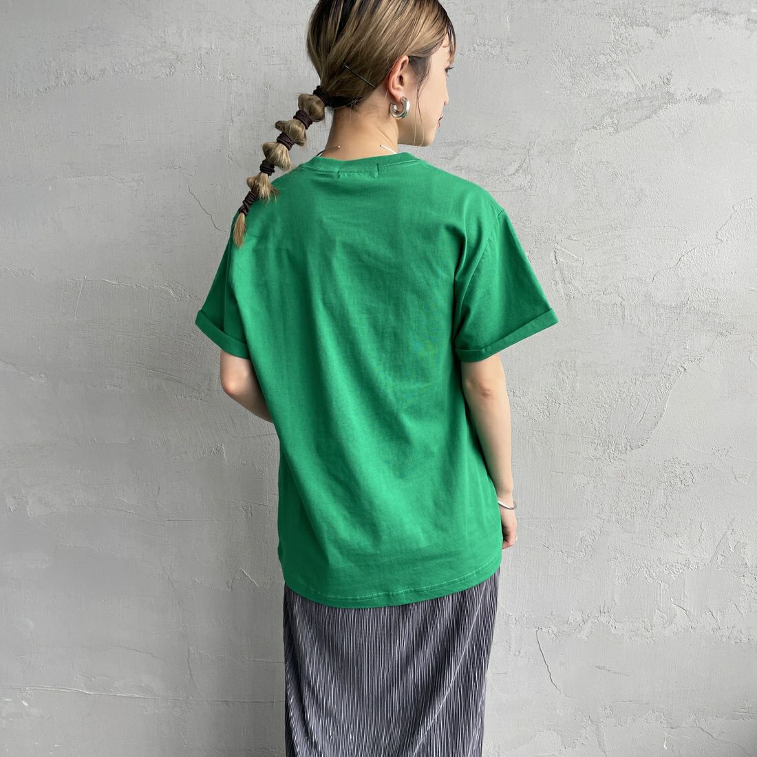Gymphlex [ジムフレックス] ショートスリーブ ロールアップTシャツ [GY-C0446COM] GREEN &&モデル身長：150cm 着用サイズ：14&&