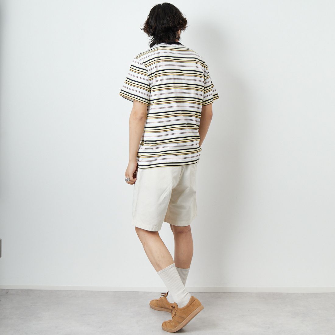 XLARGE [エクストララージ] ストライプ ショートスリーブTシャツ [101251011027] WHITE &&モデル身長：179cm 着用サイズ：M&&