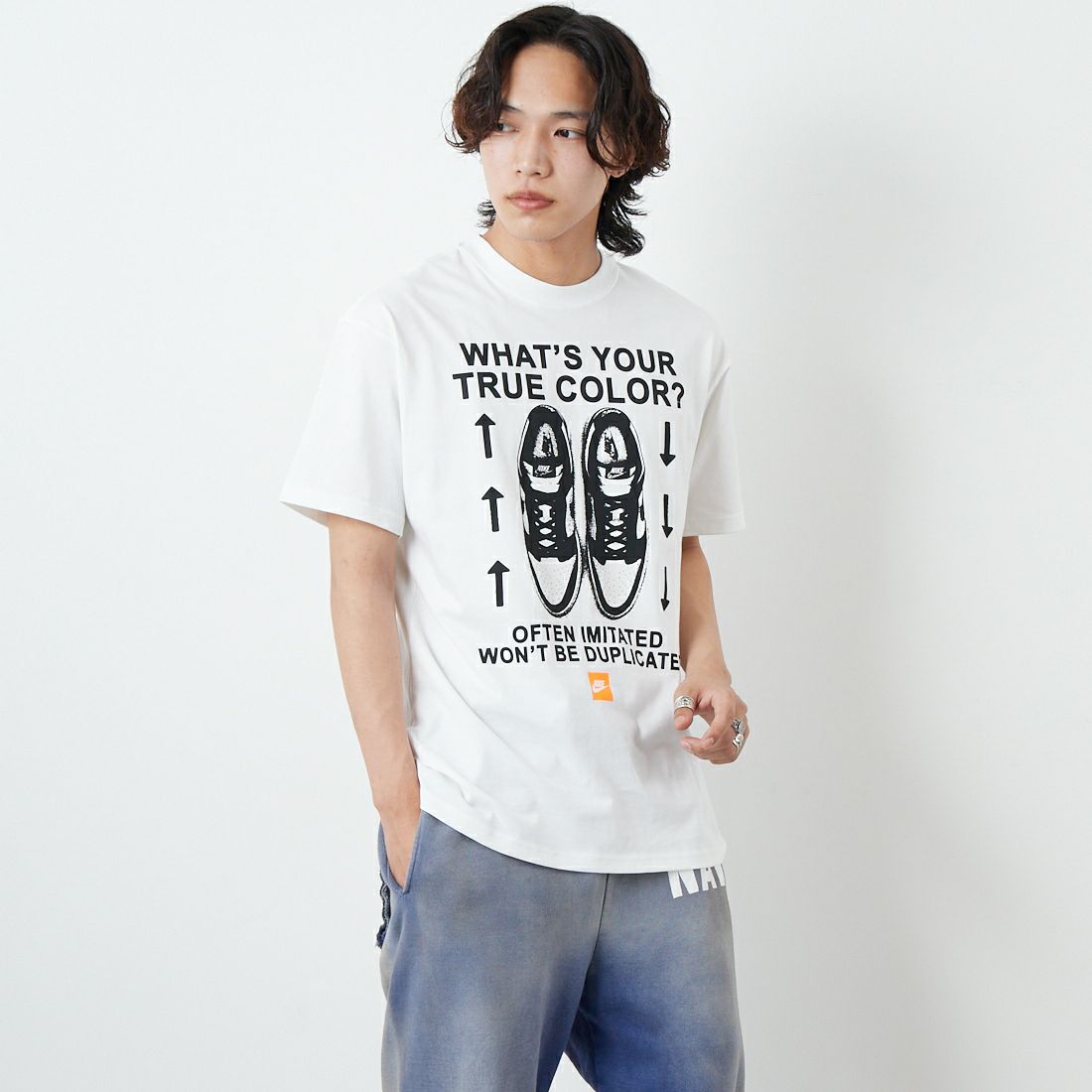 NIKE [ナイキ] マックス90 スポーツウェアTシャツ [HJ0757] 100 WHITE &&モデル身長：179cm 着用サイズ：M&&