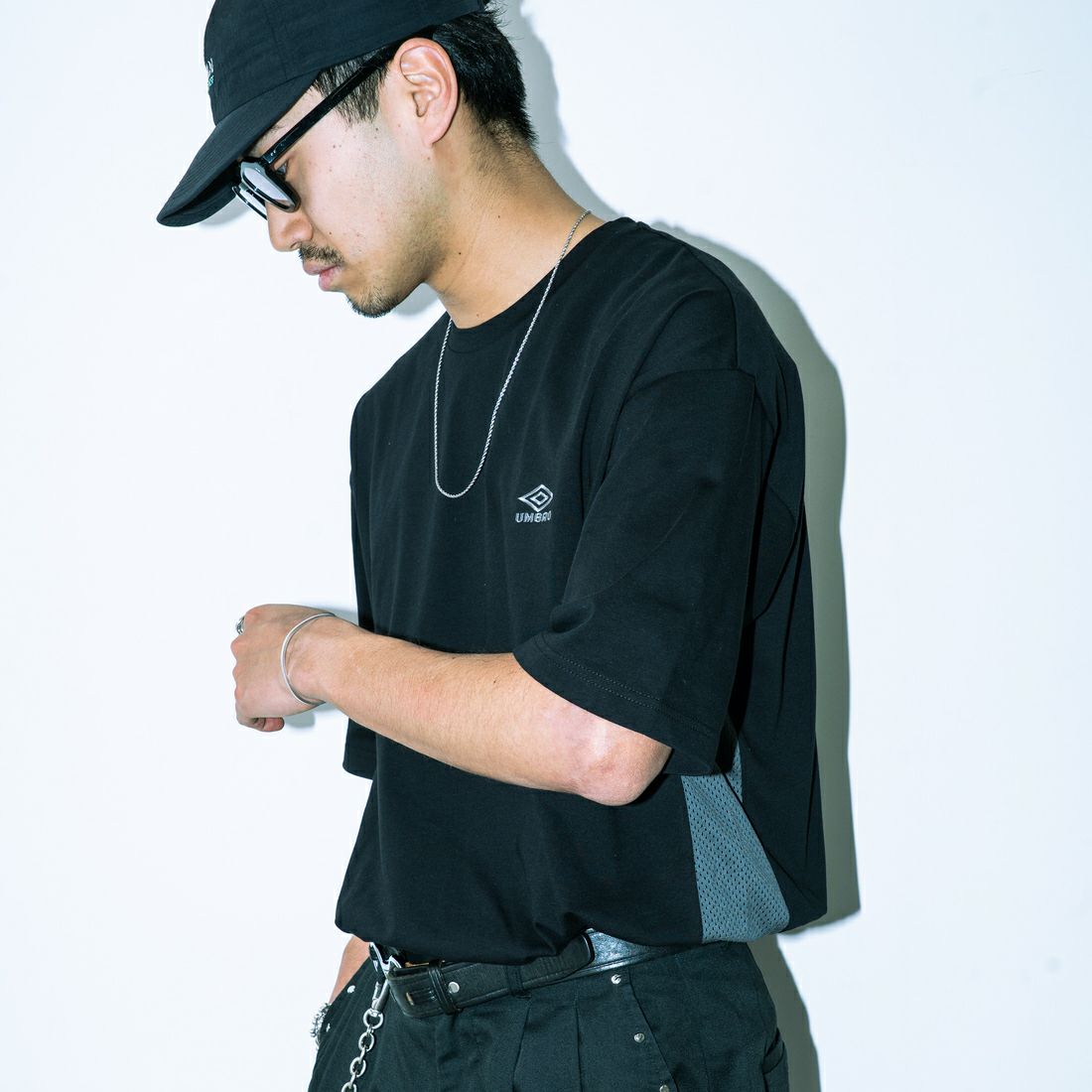 UMBRO [アンブロ] 別注 ワンポイントロゴ メッシュ切替Tシャツ