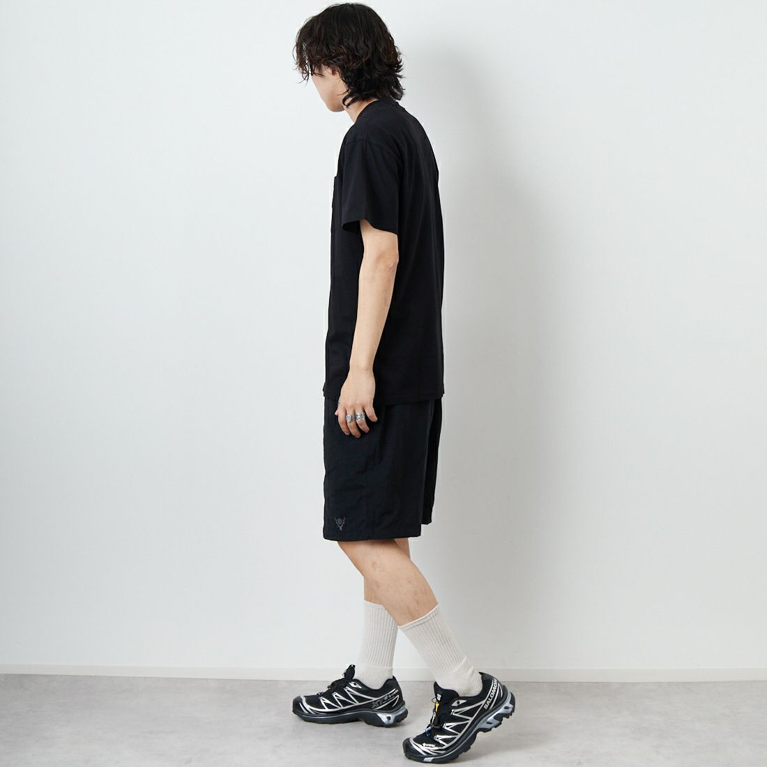 South2West8 [サウスツーウエストエイト] ベルテッドセンターシームショーツ [QV562] D BLACK &&モデル身長：179cm 着用サイズ：M&&