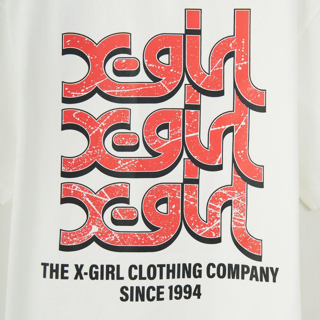 X-girl [エックスガール] ドリッピングペイントロゴ ショートスリーブTシャツ [105251011010] WHITE