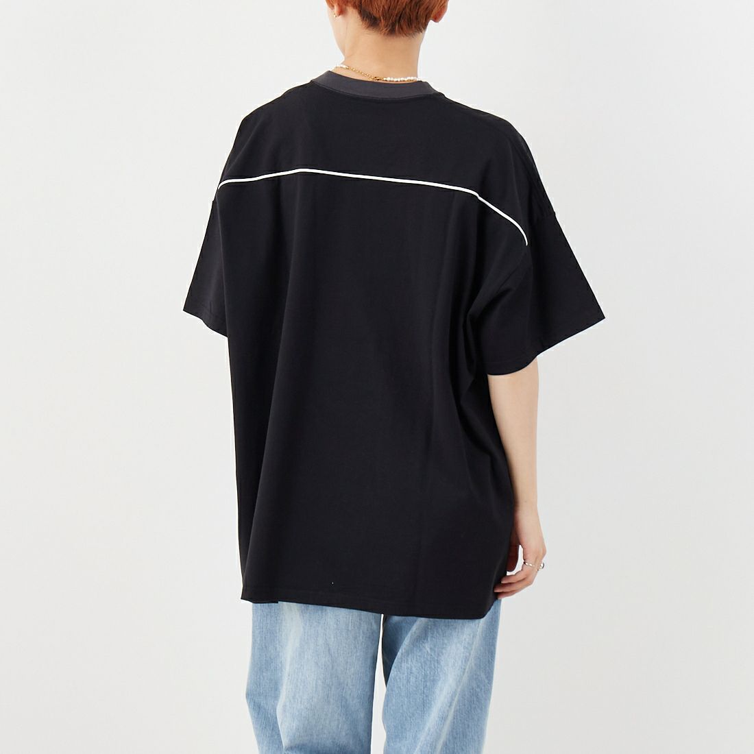 X-girl [エックスガール] ナンバリング ショートスリーブ ビッグTシャツドレス [105251041004] BLACK &&モデル身長：160cm 着用サイズ：S&&