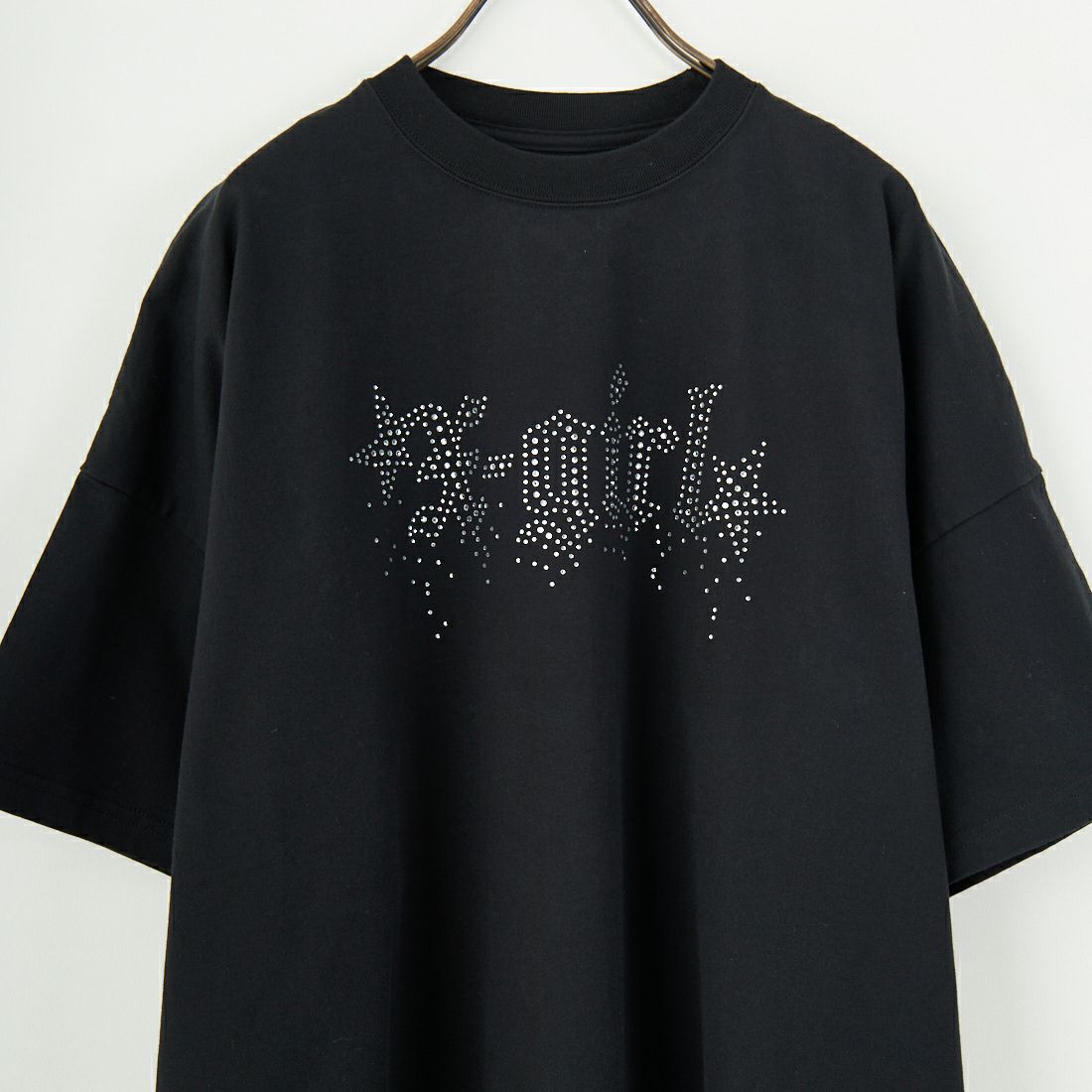 X-girl [エックスガール] ラインストーンロゴTシャツワンピース [105252041009] BLACK