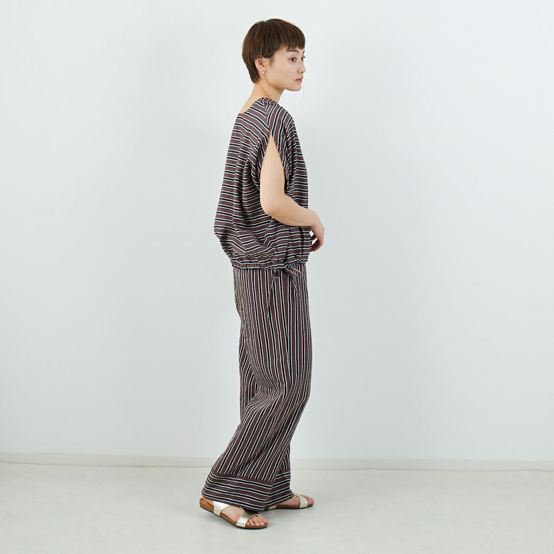 MICA&DEAL [マイカアンドディール] ボーダーボートネックブラウス [0125201103] BROWN