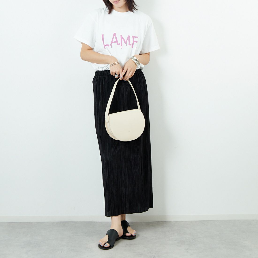 WORN FREE [ウォーン フリー] ブロンディTシャツ LAMF [WFR-VTG-000020] 01 WHITE &&モデル身長：167cm 着用サイズ：S&&