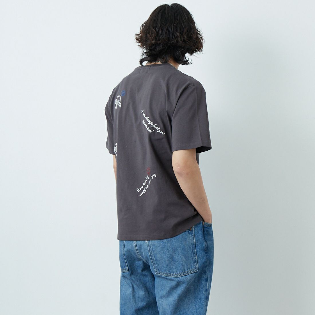 33Degrees [サーティスリーディグリーズ] 刺繍Tシャツ [TDR-252-019] 01 BLKﾄﾗ