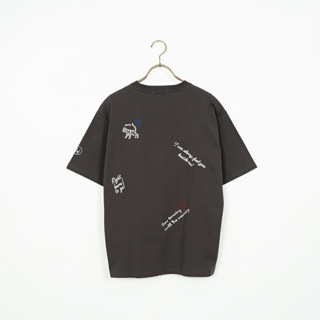 33Degrees [サーティスリーディグリーズ] 刺繍Tシャツ [TDR-252-019] 80 BLKｸﾙﾏ