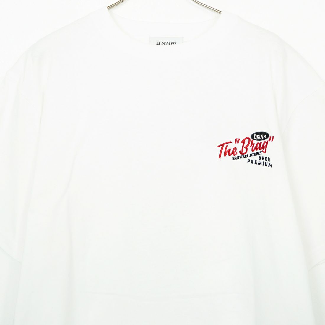 33Degrees [サーティスリーディグリーズ] 刺繍Tシャツ [TDR-252-019] 07 WH BEER