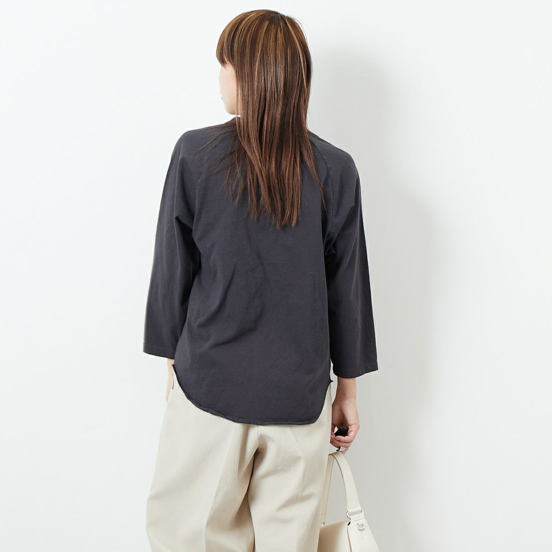 WALLA WALLA SPORT [ワラワラスポーツ] 7分袖ソリッドベースボールTシャツ [3-4-BASEBALL-TEE-SOL] USED BLACK &&モデル身長：167cm 着用サイズ：M&&