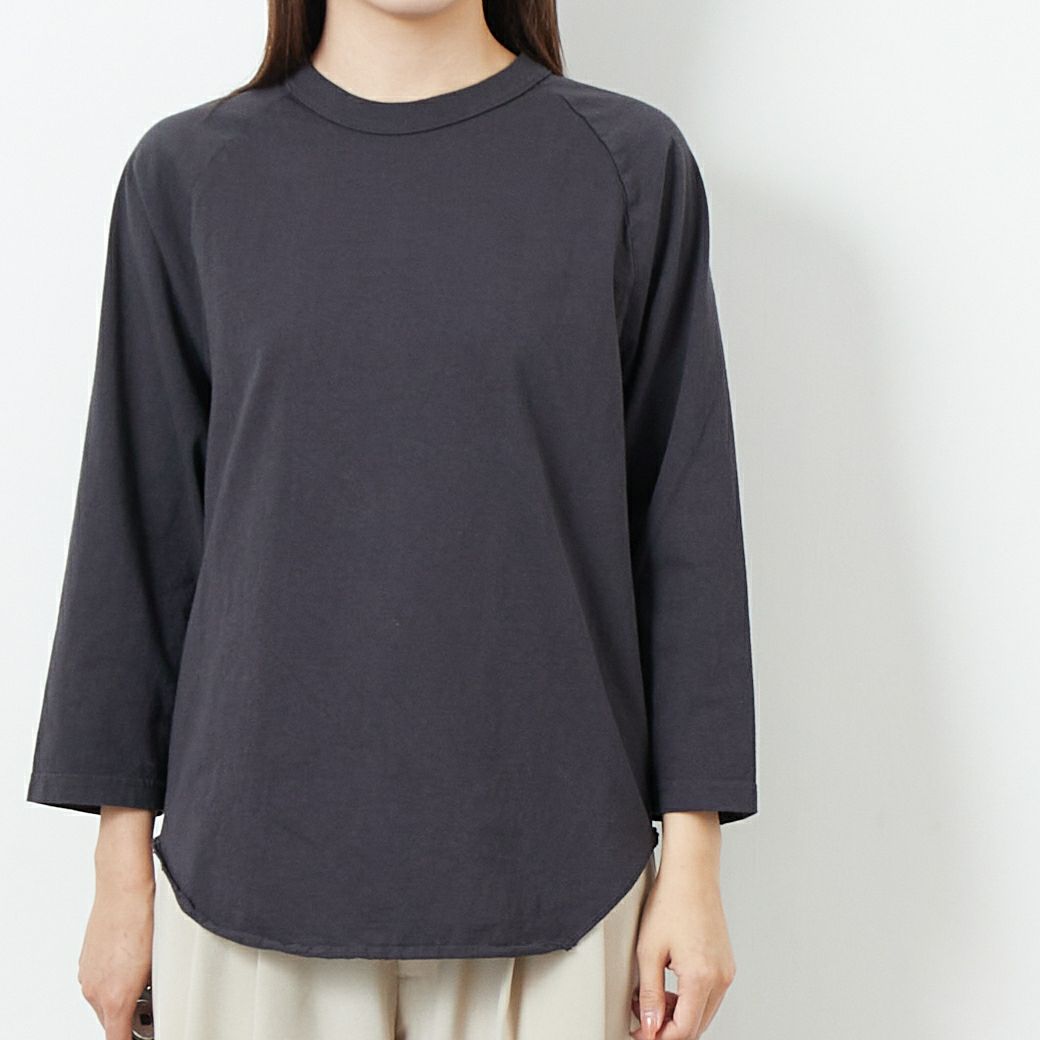 WALLA WALLA SPORT [ワラワラスポーツ] 7分袖ソリッドベースボールTシャツ [3-4-BASEBALL-TEE-SOL] USED BLACK &&モデル身長：167cm 着用サイズ：M&&