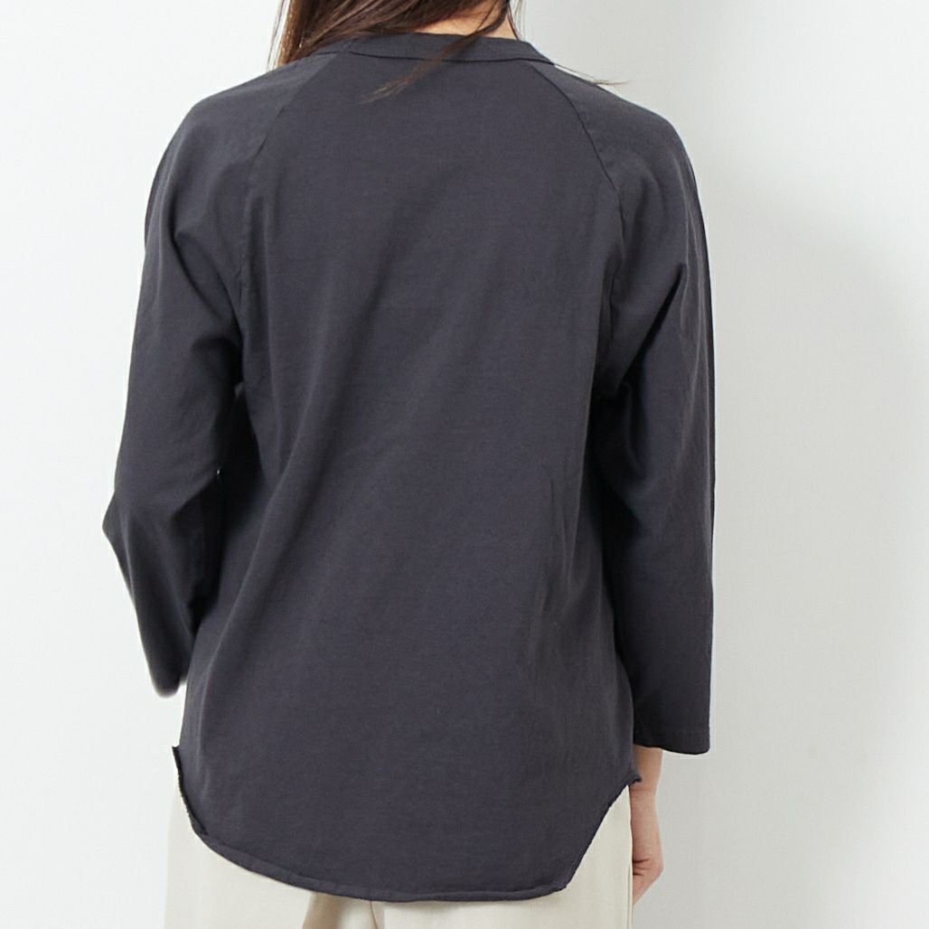 WALLA WALLA SPORT [ワラワラスポーツ] 7分袖ソリッドベースボールTシャツ [3-4-BASEBALL-TEE-SOL] USED BLACK &&モデル身長：167cm 着用サイズ：M&&