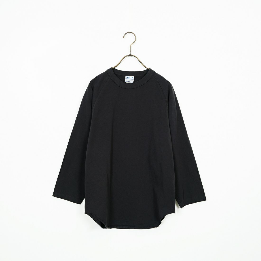 WALLA WALLA SPORT [ワラワラスポーツ] 7分袖ソリッドベースボールTシャツ [3-4-BASEBALL-TEE-SOL] USED BLACK