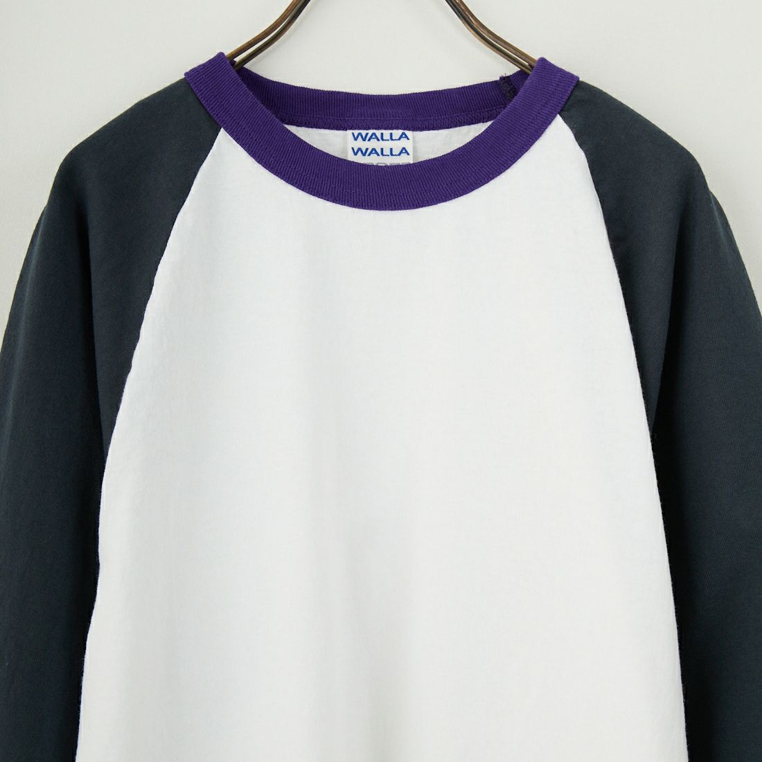 WALLA WALLA SPORT [ワラワラスポーツ] 7分袖3トーンベースボールTシャツ [3-4-BASEBALL-TEE-3-T] CARBON/PPL