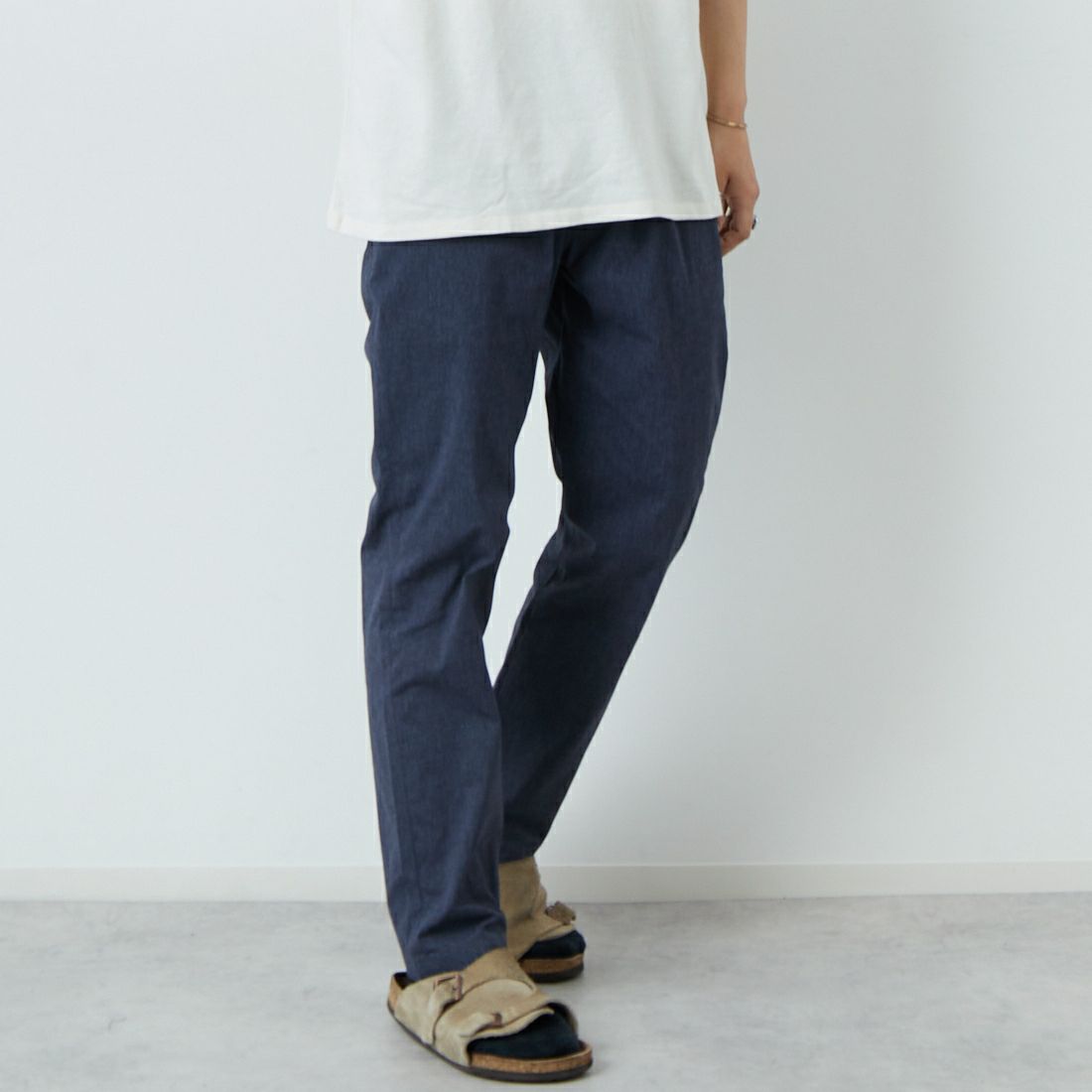 Jeans Factory Clothes [ジーンズファクトリークローズ] TC杢ストレッチ1Pイージートラウザー [JFC-252-003] 02 NVY &&モデル身長：179cm 着用サイズ：XL&&