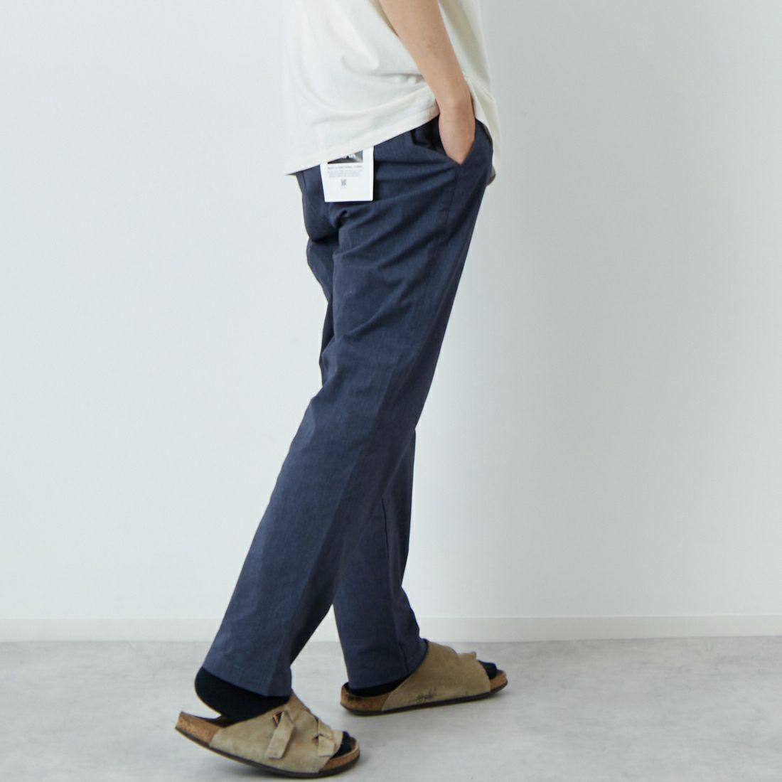 Jeans Factory Clothes [ジーンズファクトリークローズ] TC杢ストレッチ1Pイージートラウザー [JFC-252-003] 02 NVY &&モデル身長：179cm 着用サイズ：XL&&